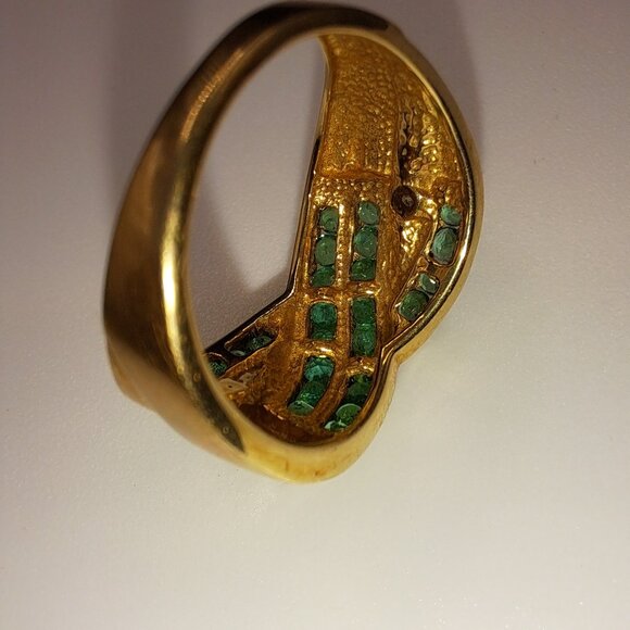 Emerald Diamond 10K Gold Ring Size 6.5 Christmas Special - Picture 10 of 13